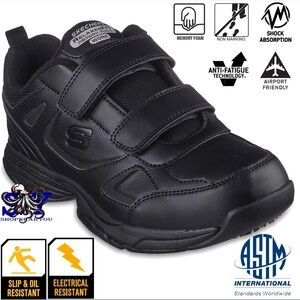 Skechers Work Men's Dighton Rolind Slip Resistant Hook and Loop Sz 7.5 Black
